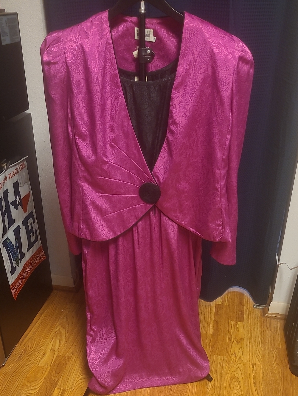 Leslie Fay Vibrant Fuchsia Long Sleeve Dress with Matching Jacket